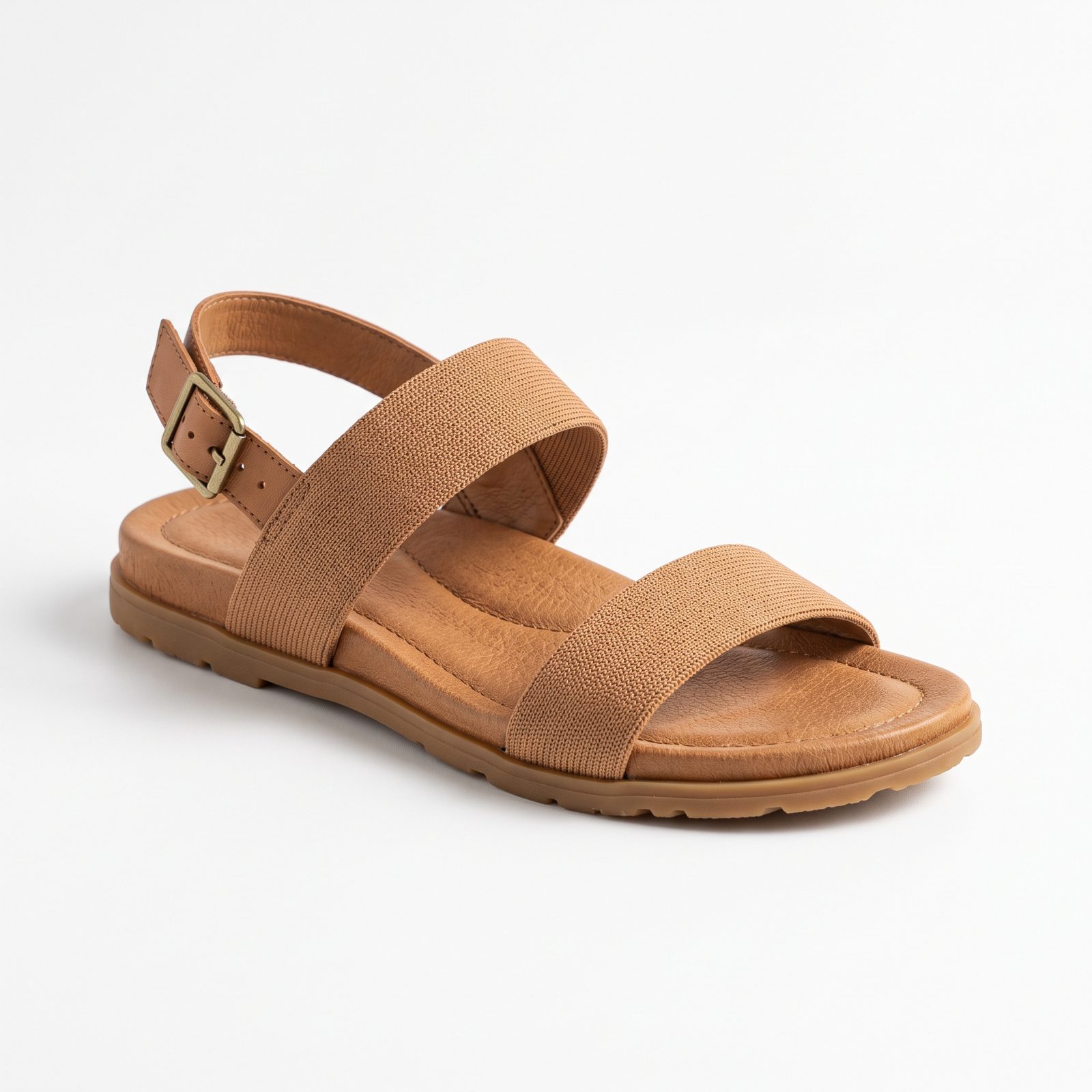 Ample Sandal in tan with stretch straps